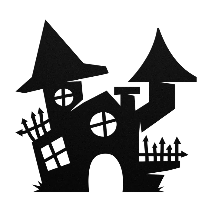 Halloween Spired Haunted House Metal Sign