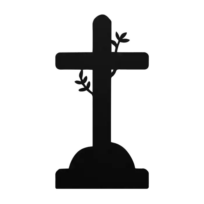Halloween Sprouting Cross Metal Sign