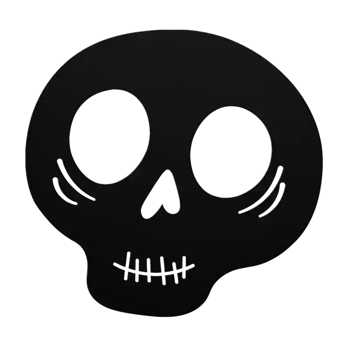 Halloween Stitched Grin Skull Metal Sign