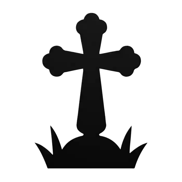Halloween Trefoil Mound Cross Metal Sign