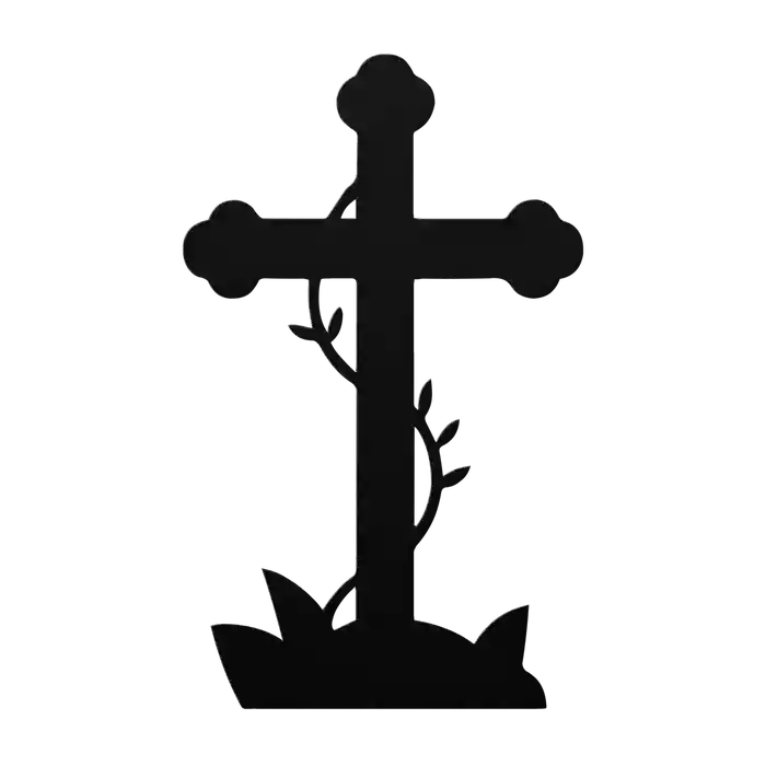 Halloween Vine Wrapped Cross Metal Sign