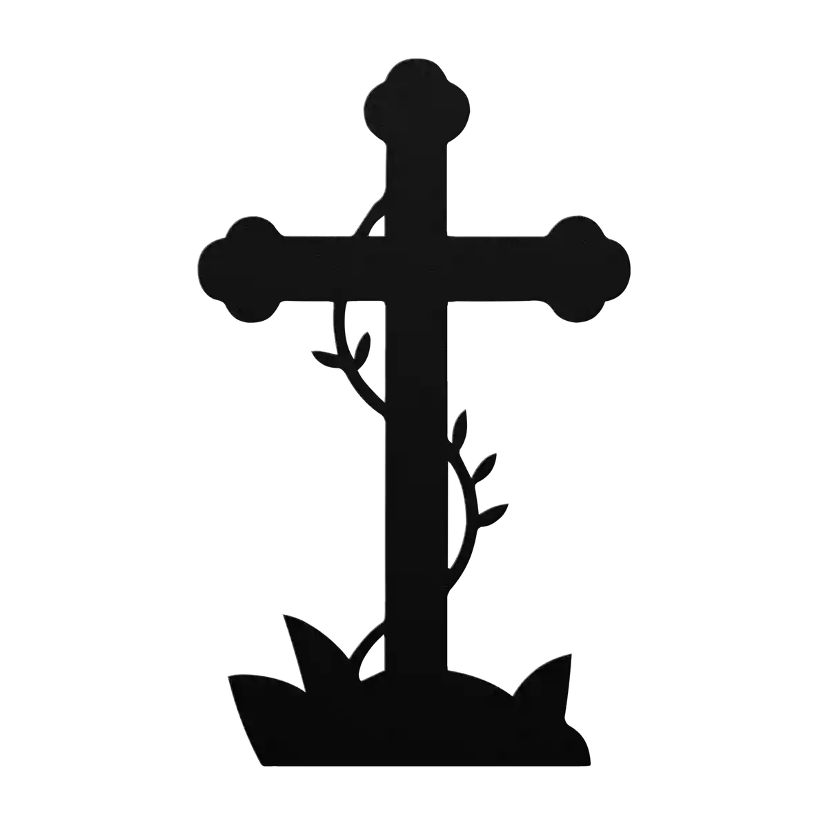 Halloween Vine Wrapped Cross Metal Sign