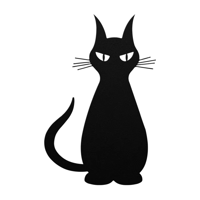 Halloween Whiskered Sitting Cat Metal Sign