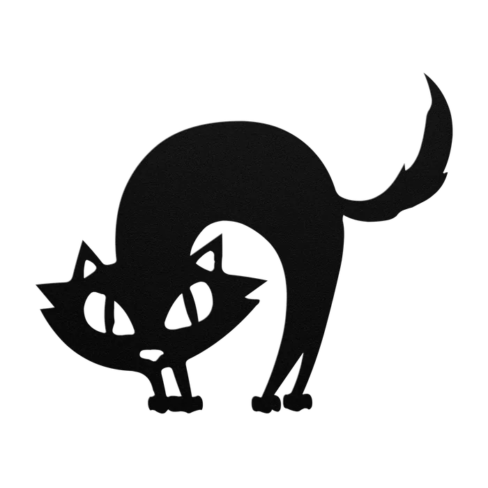 Halloween Wide-Eyed Arched Cat Metal Sign