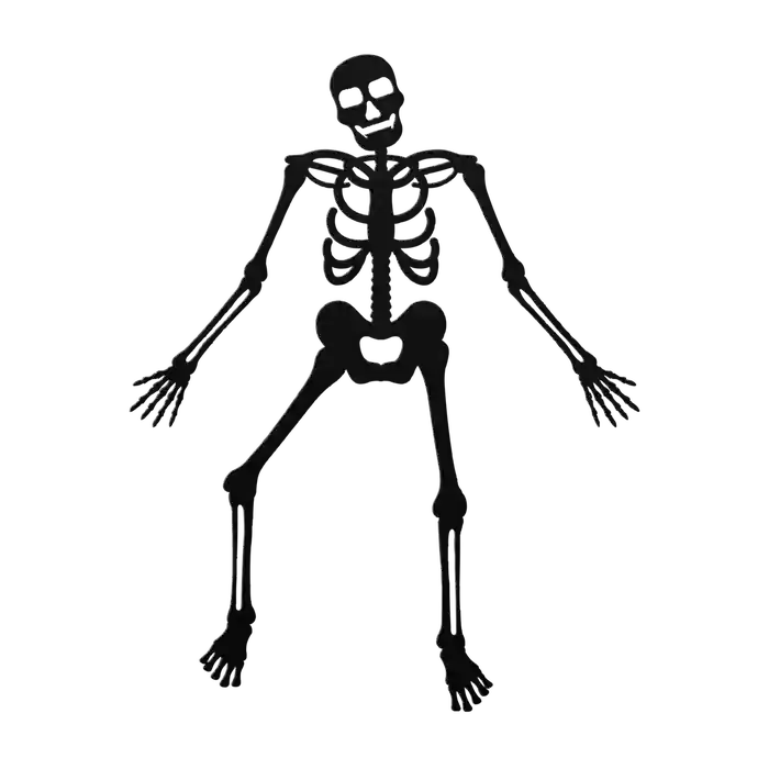 Halloween Wide Stance Skeleton Metal Sign