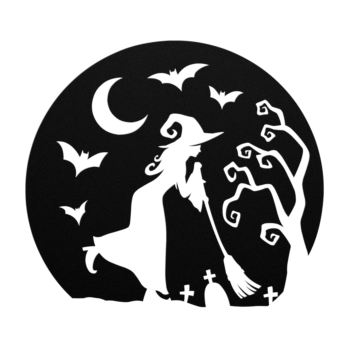 Halloween Witch Walking Circle Metal Sign