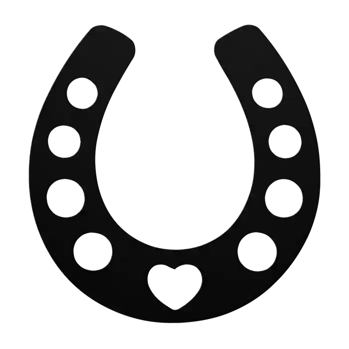 Horseshoe Dotted Heart Metal Sign