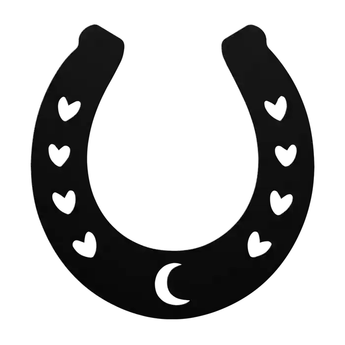 Horseshoe Hearts and Moon Metal Sign
