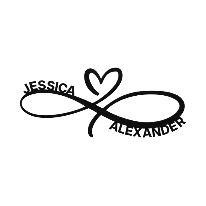 Alexander & Jessica Infinity Heart Metal Sign
