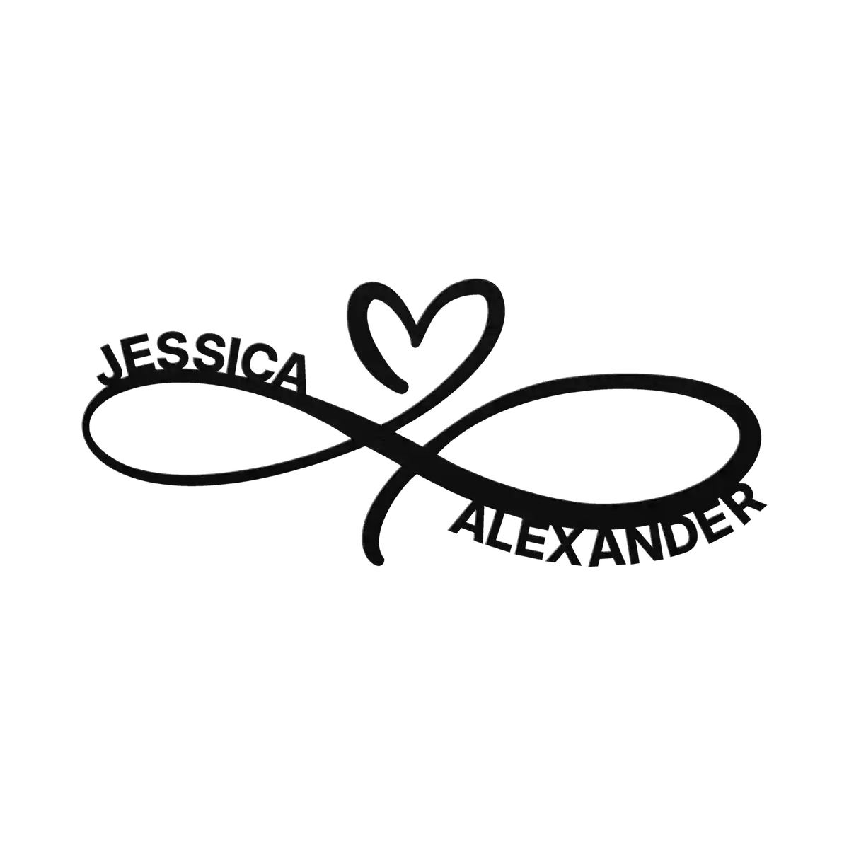 Alexander & Jessica Infinity Heart Metal Sign
