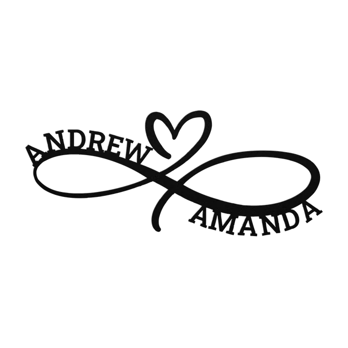 Andrew & Amanda Infinity Heart Metal Sign