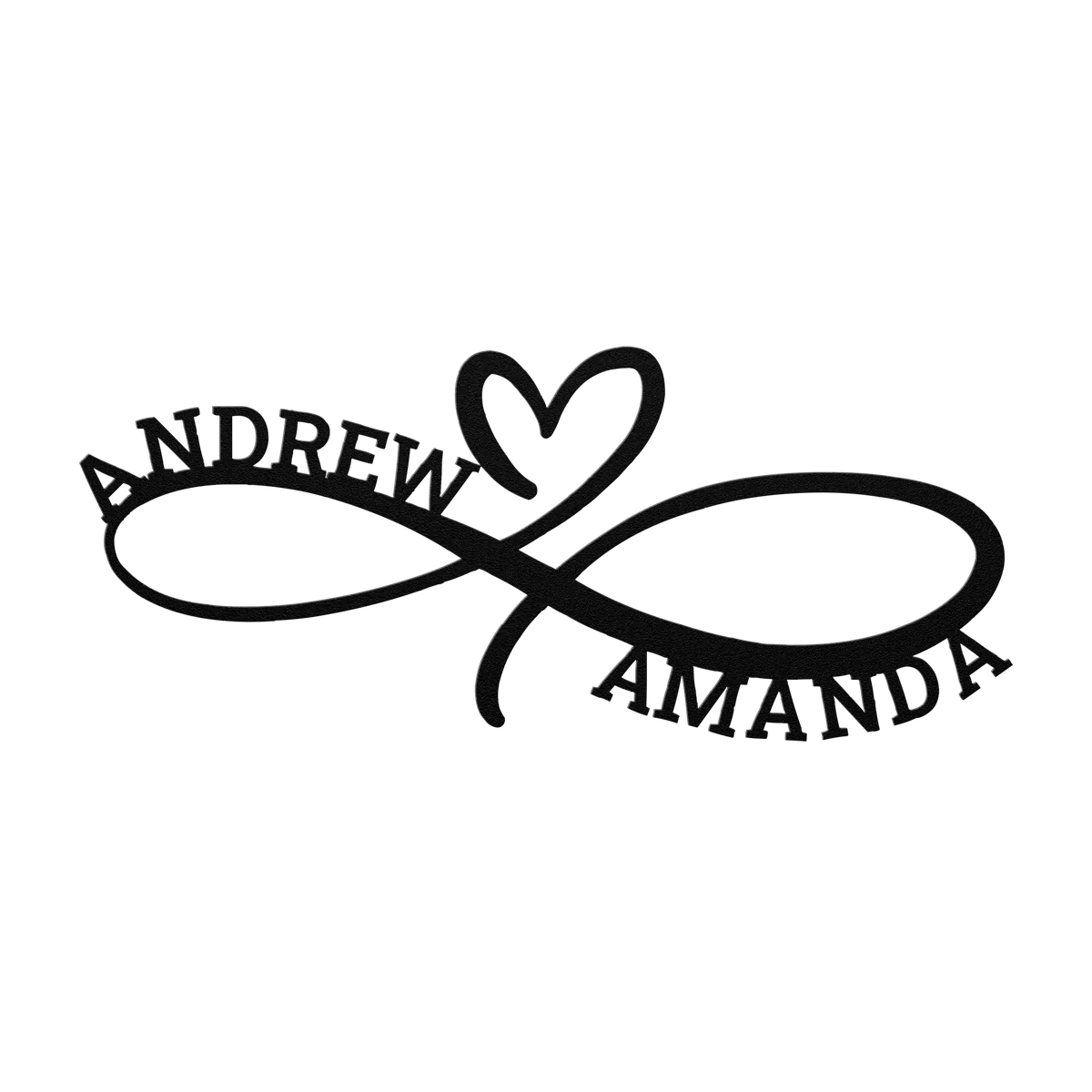 Andrew & Amanda Infinity Heart Metal Sign
