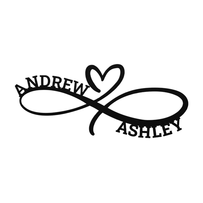 Andrew & Ashley Infinity Heart Metal Sign