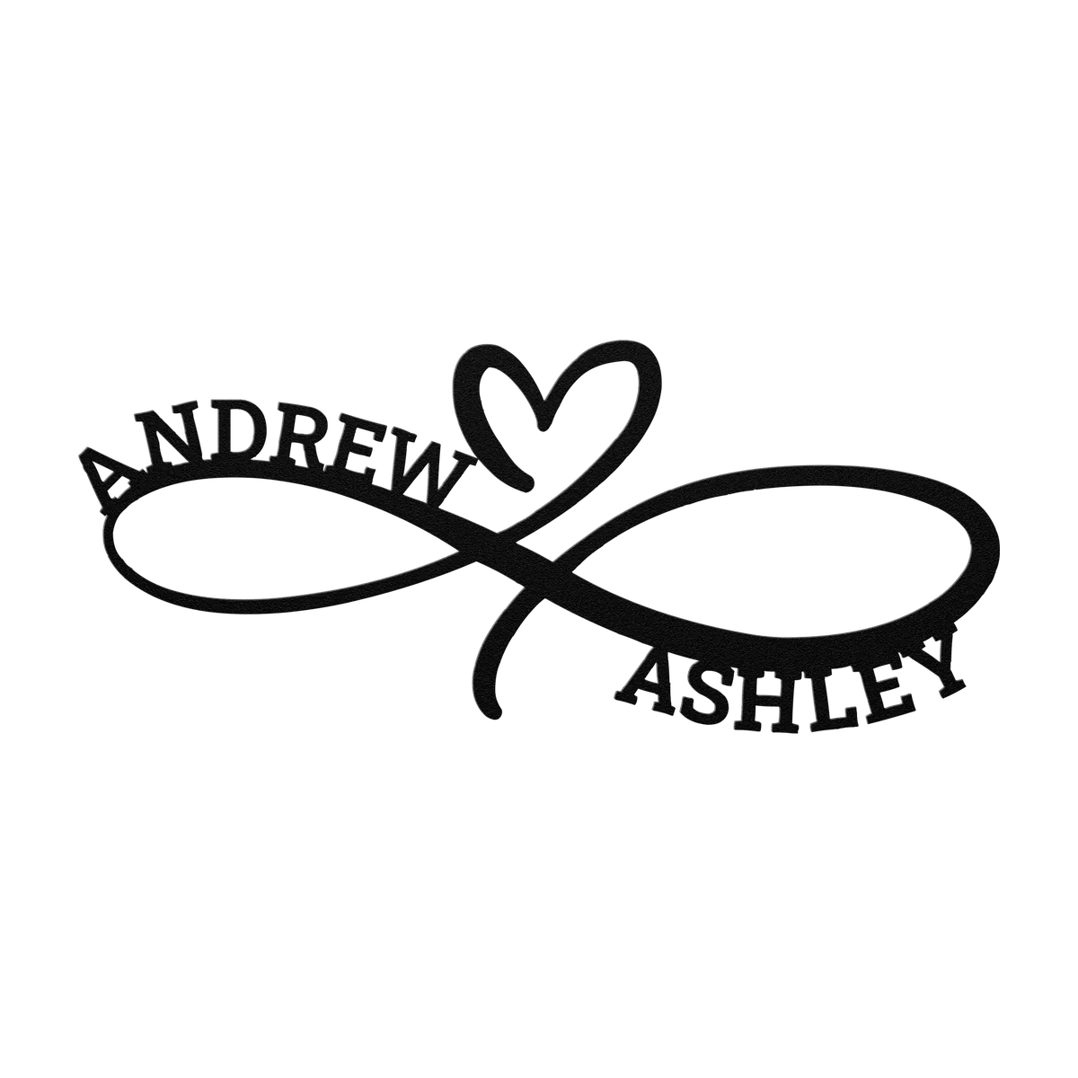 Andrew & Ashley Infinity Heart Metal Sign