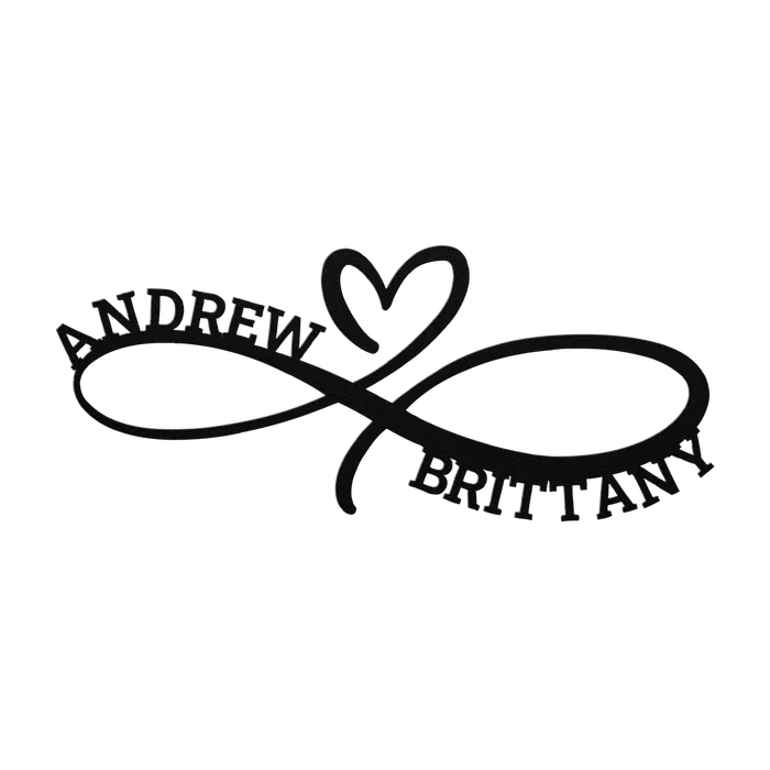 Andrew & Brittany Infinity Heart Metal Sign
