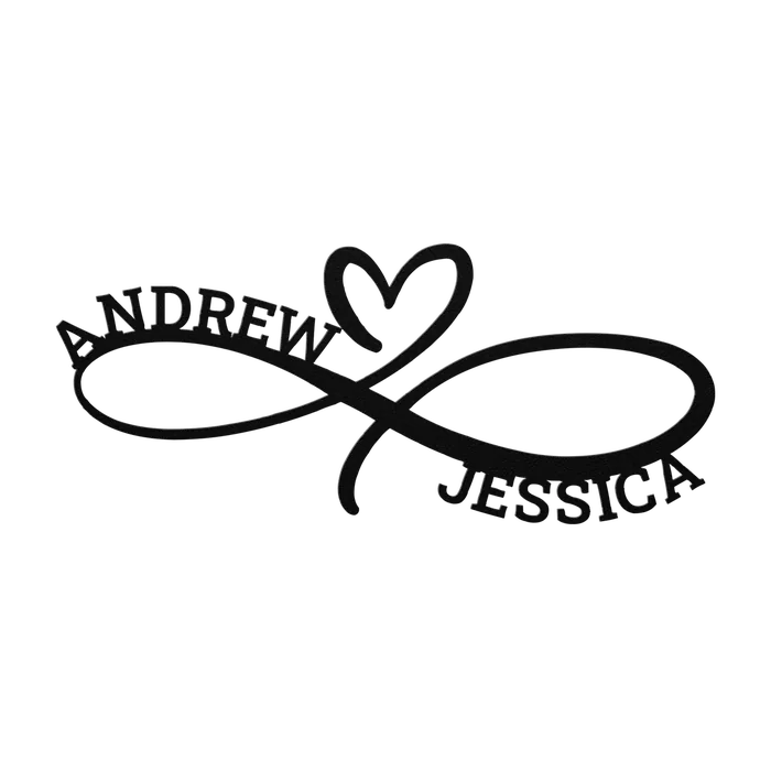 Andrew & Jessica Infinity Heart Metal Sign