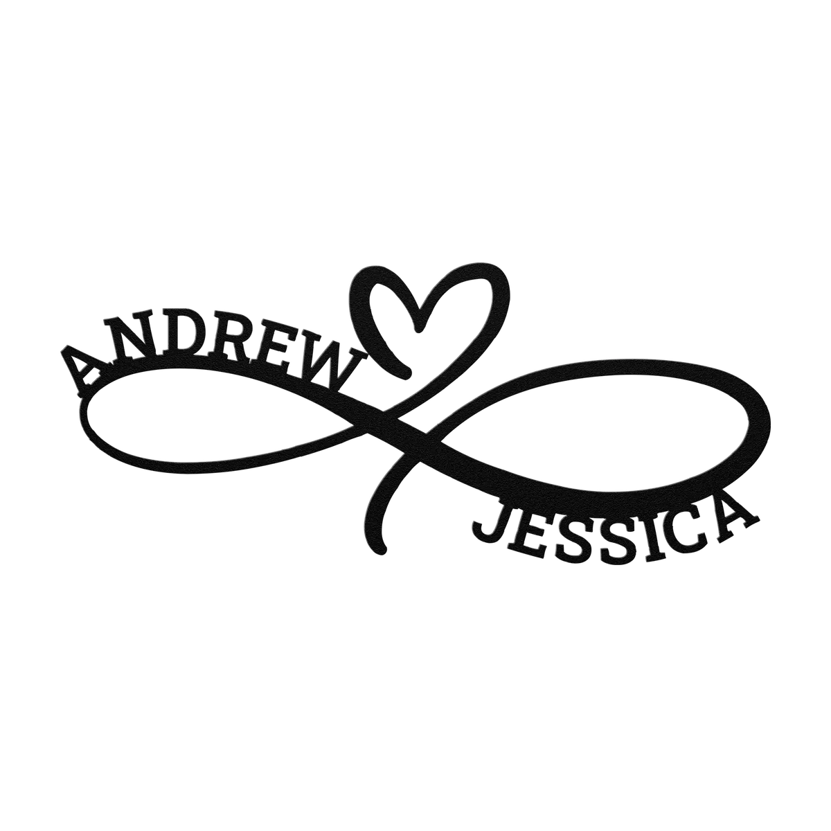 Andrew & Jessica Infinity Heart Metal Sign