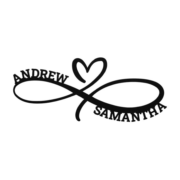Andrew & Samantha Infinity Heart Metal Sign