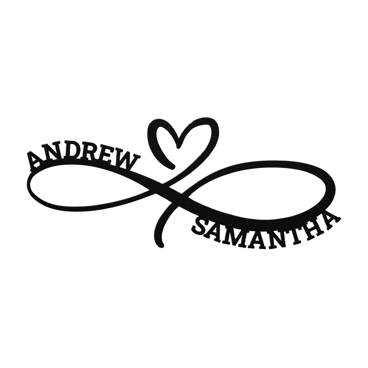 Andrew & Samantha Infinity Heart Metal Sign