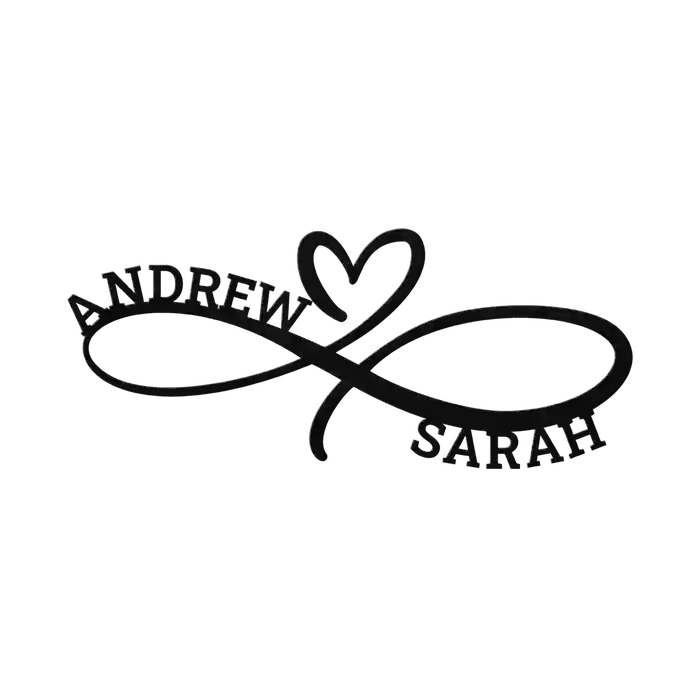 Andrew & Sarah Infinity Heart Metal Sign
