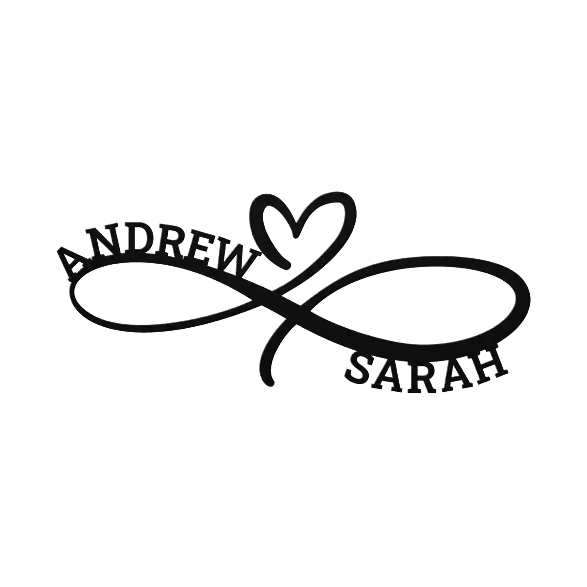 Andrew & Sarah Infinity Heart Metal Sign