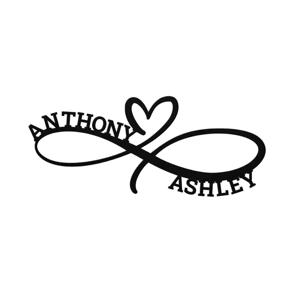Anthony & Ashley Infinity Heart Metal Sign