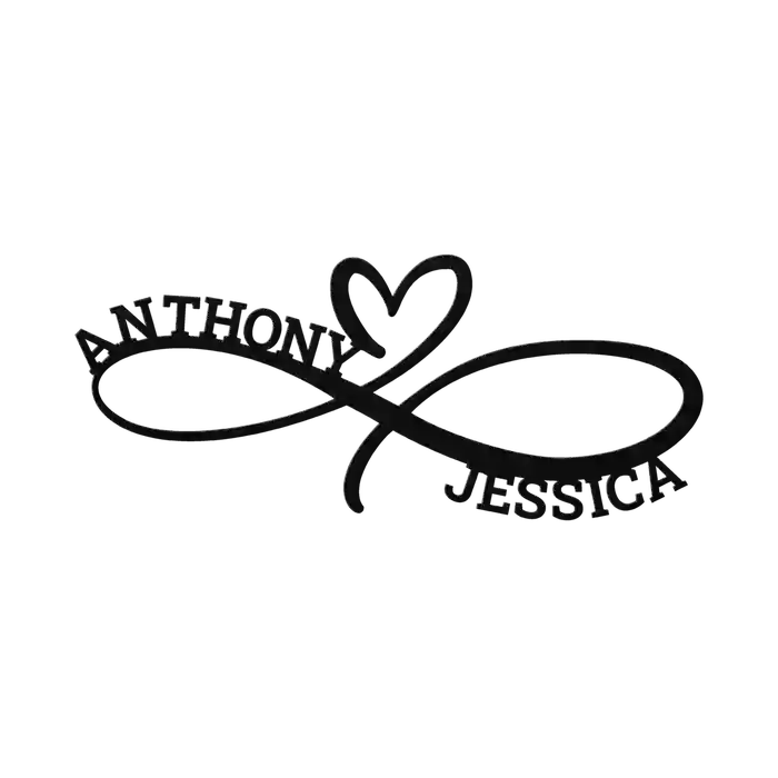Anthony & Jessica Infinity Heart Metal Sign
