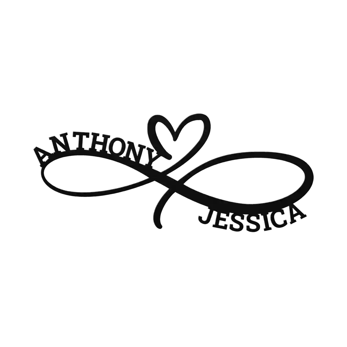Anthony & Jessica Infinity Heart Metal Sign