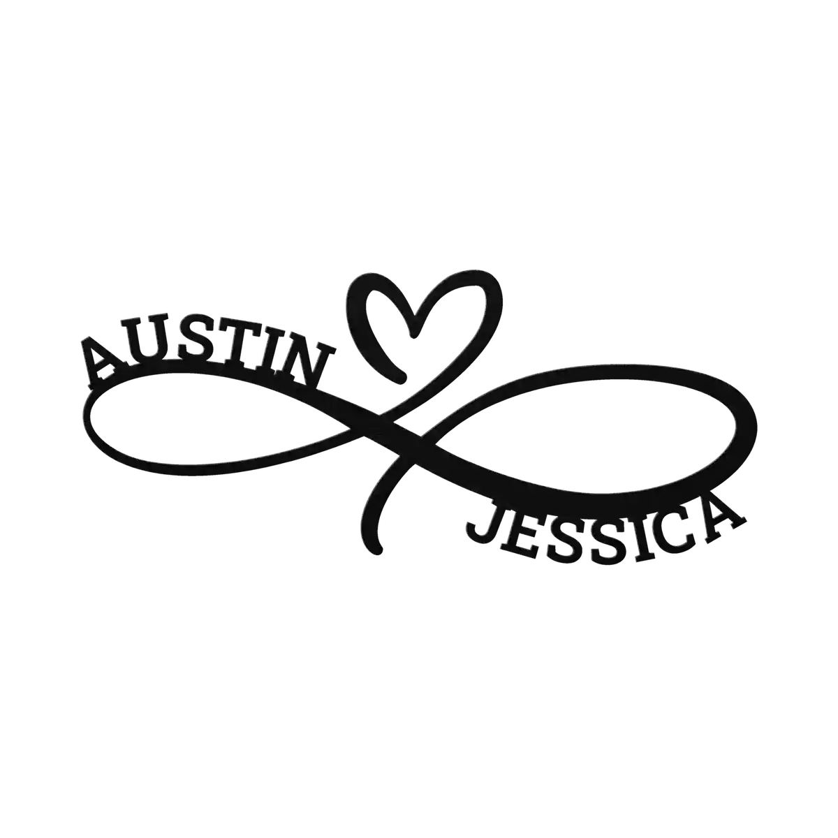 Austin & Jessica Infinity Heart Metal Sign