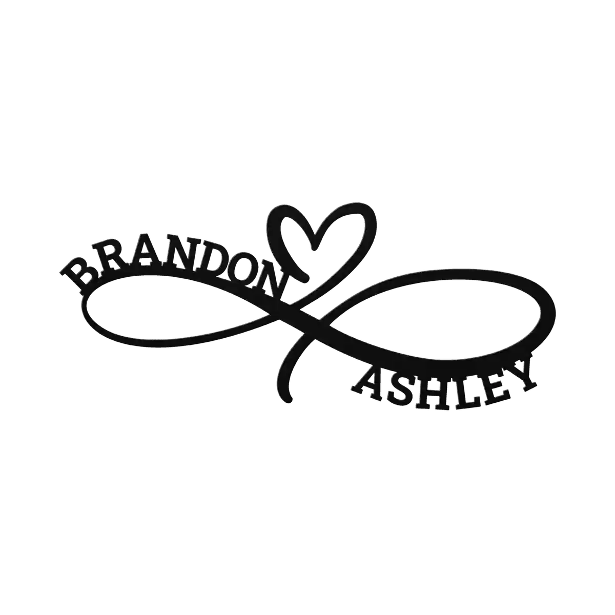 Brandon & Ashley Infinity Heart Metal Sign