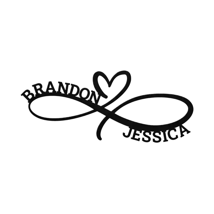 Brandon & Jessica Infinity Heart Metal Sign