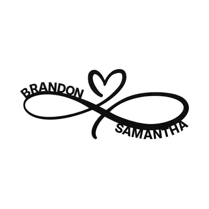Brandon & Samantha Infinity Heart Metal Sign