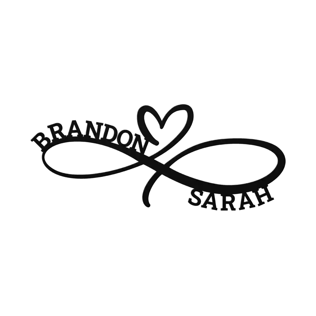 Brandon & Sarah Infinity Heart Metal Sign