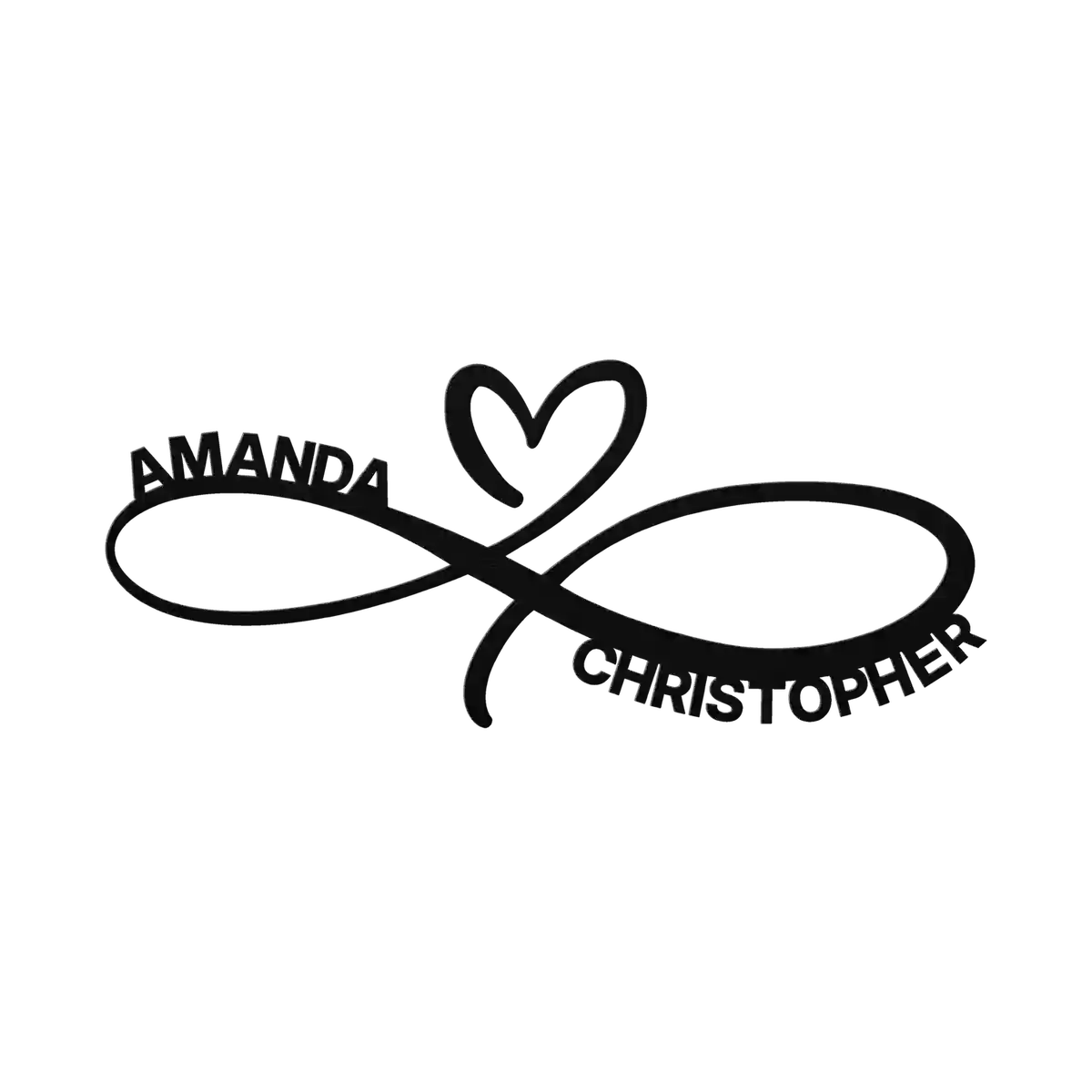 Christopher & Amanda Infinity Heart Metal Sign