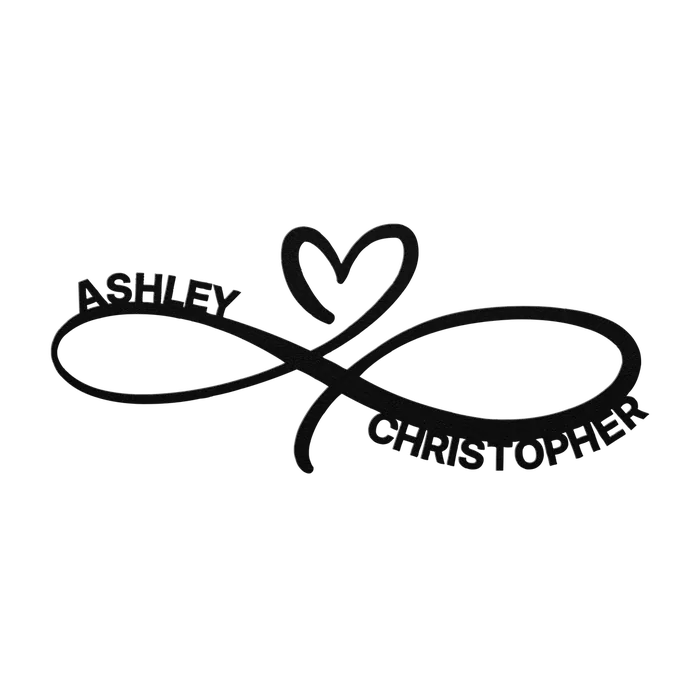 Christopher & Ashley Infinity Heart Metal Sign