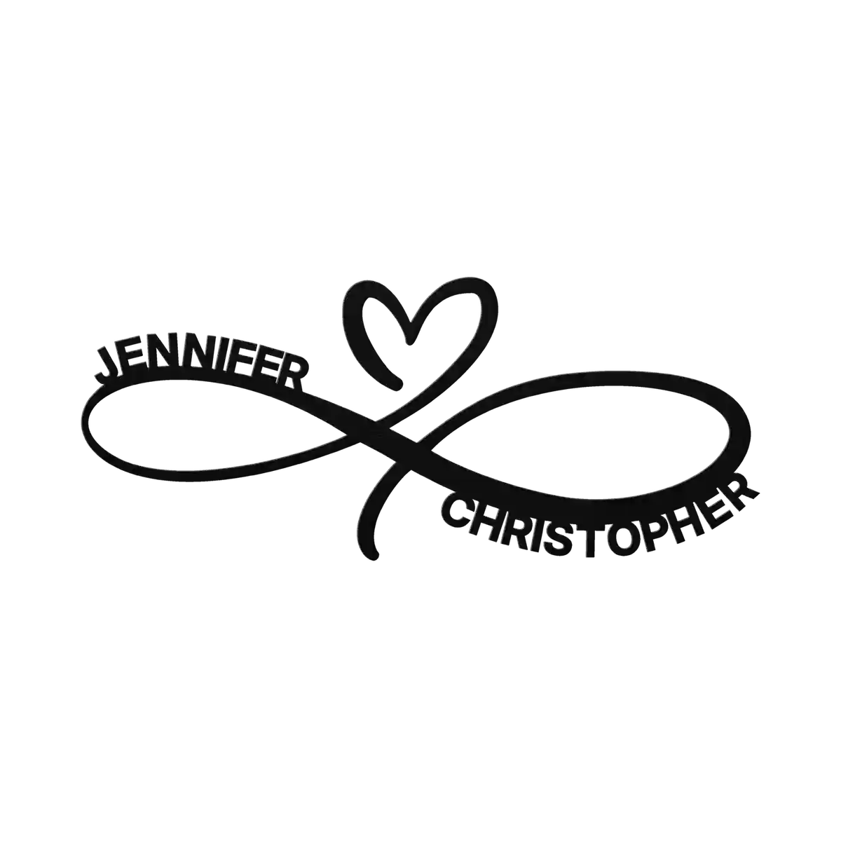Christopher & Jennifer Infinity Heart Metal Sign