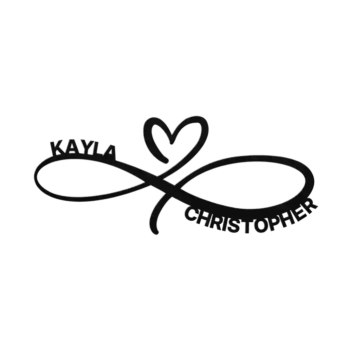 Christopher & Kayla Infinity Heart Metal Sign