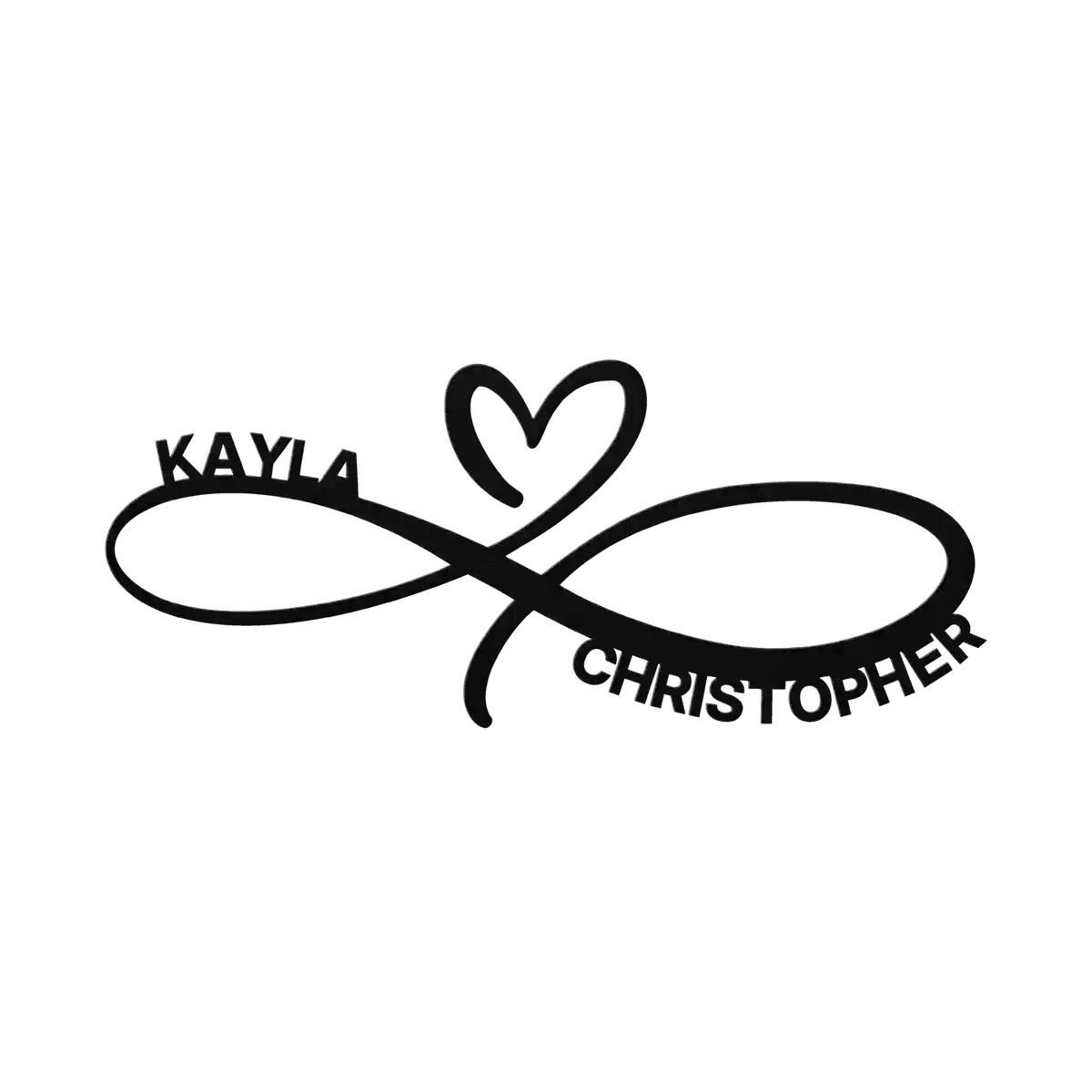 Christopher & Kayla Infinity Heart Metal Sign
