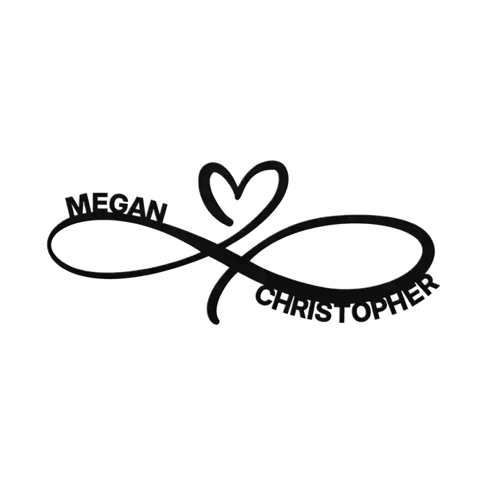 Christopher & Megan Infinity Heart Metal Sign