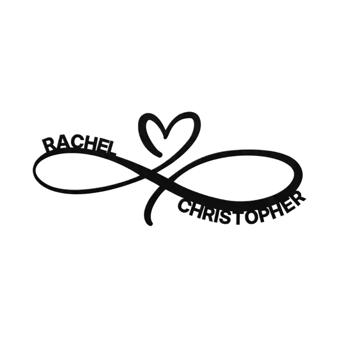 Christopher & Rachel Infinity Heart Metal Sign