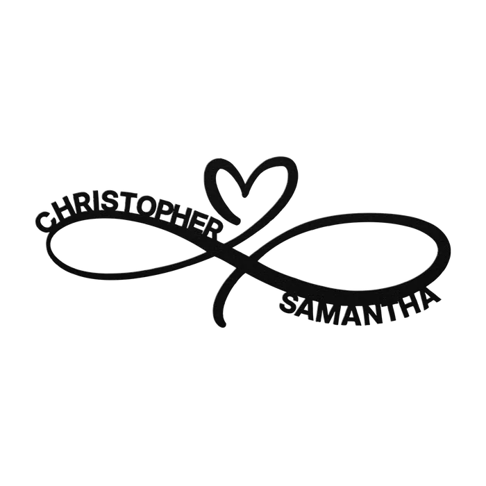 Christopher & Samantha Infinity Heart Metal Sign