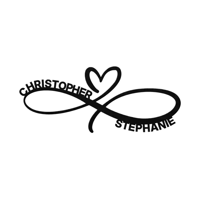 Christopher & Stephanie Infinity Heart Metal Sign