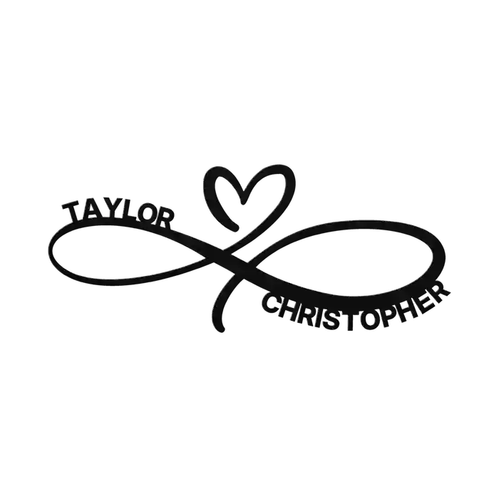 Christopher & Taylor Infinity Heart Metal Sign