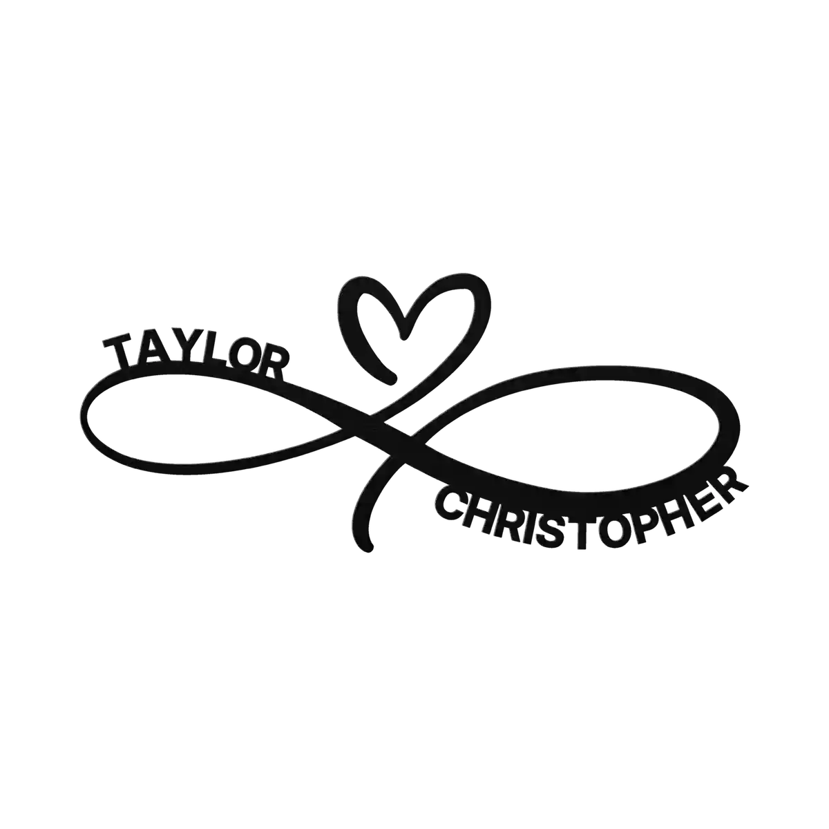 Christopher & Taylor Infinity Heart Metal Sign