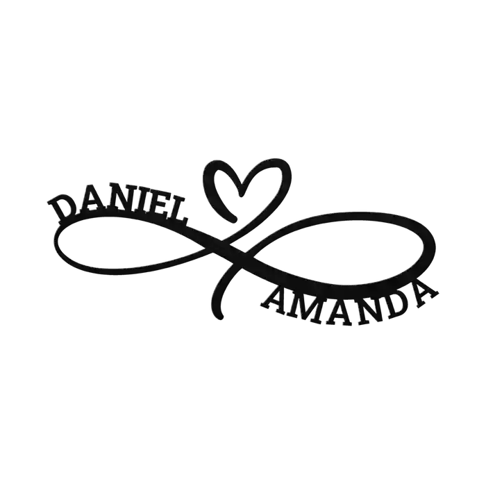 Daniel & Amanda Infinity Heart Metal Sign
