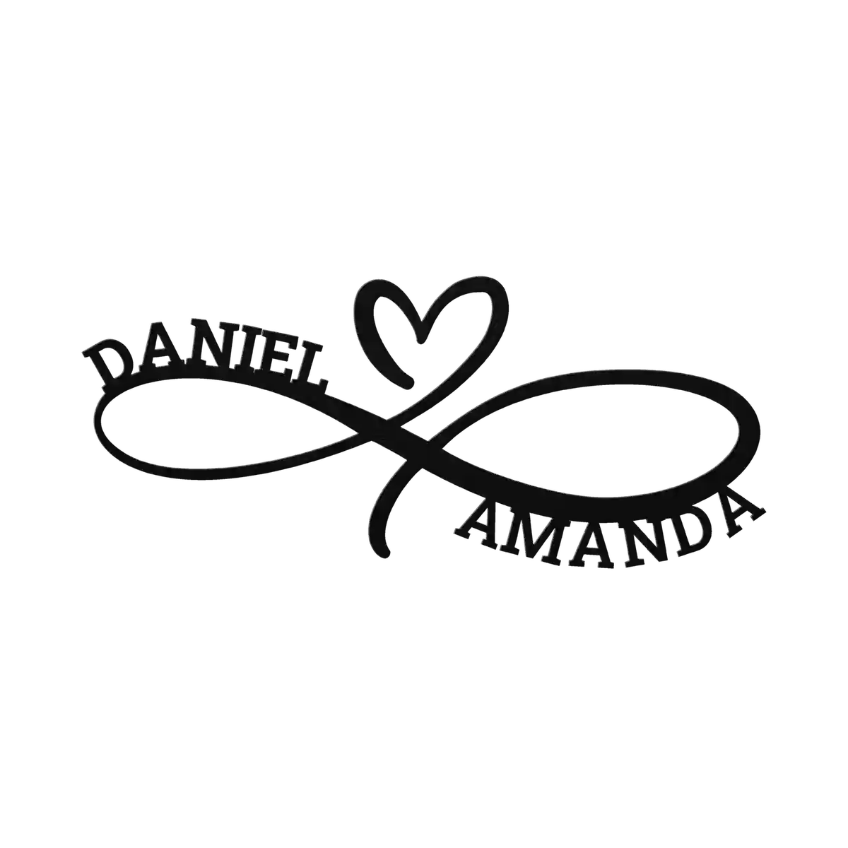 Daniel & Amanda Infinity Heart Metal Sign