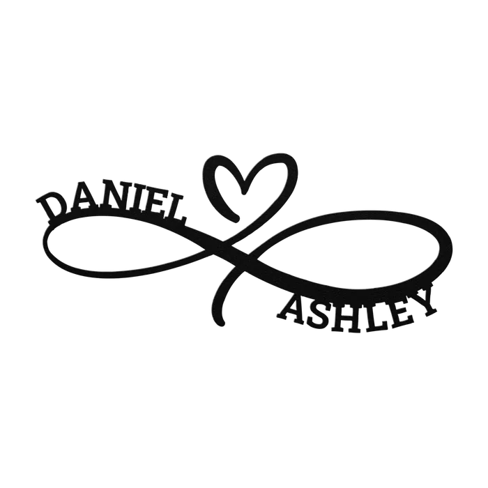 Daniel & Ashley Infinity Heart Metal Sign