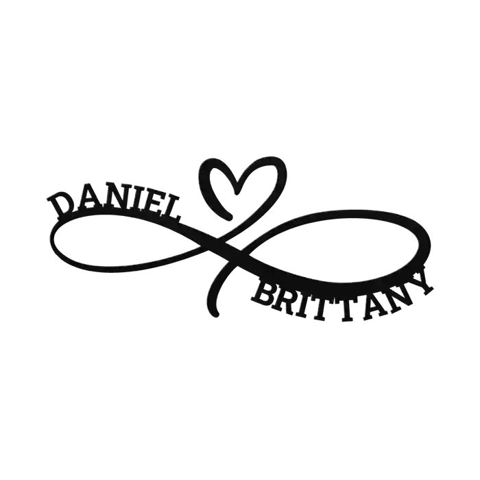 Daniel & Brittany Infinity Heart Metal Sign