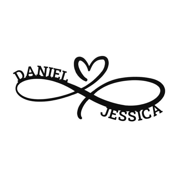 Daniel & Jessica Infinity Heart Metal Sign