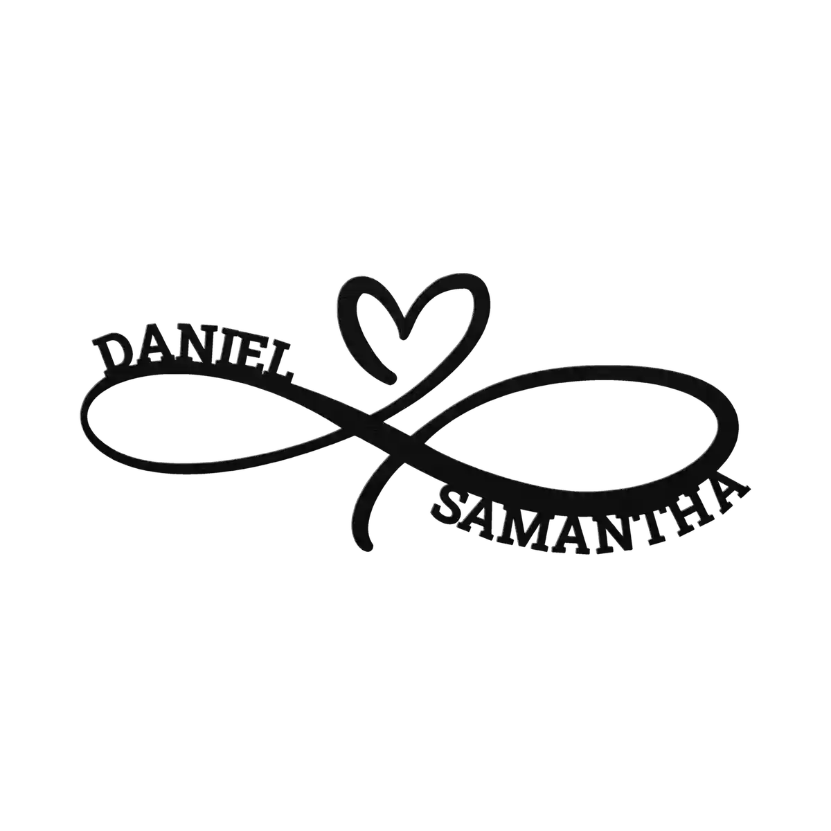 Daniel & Samantha Infinity Heart Metal Sign